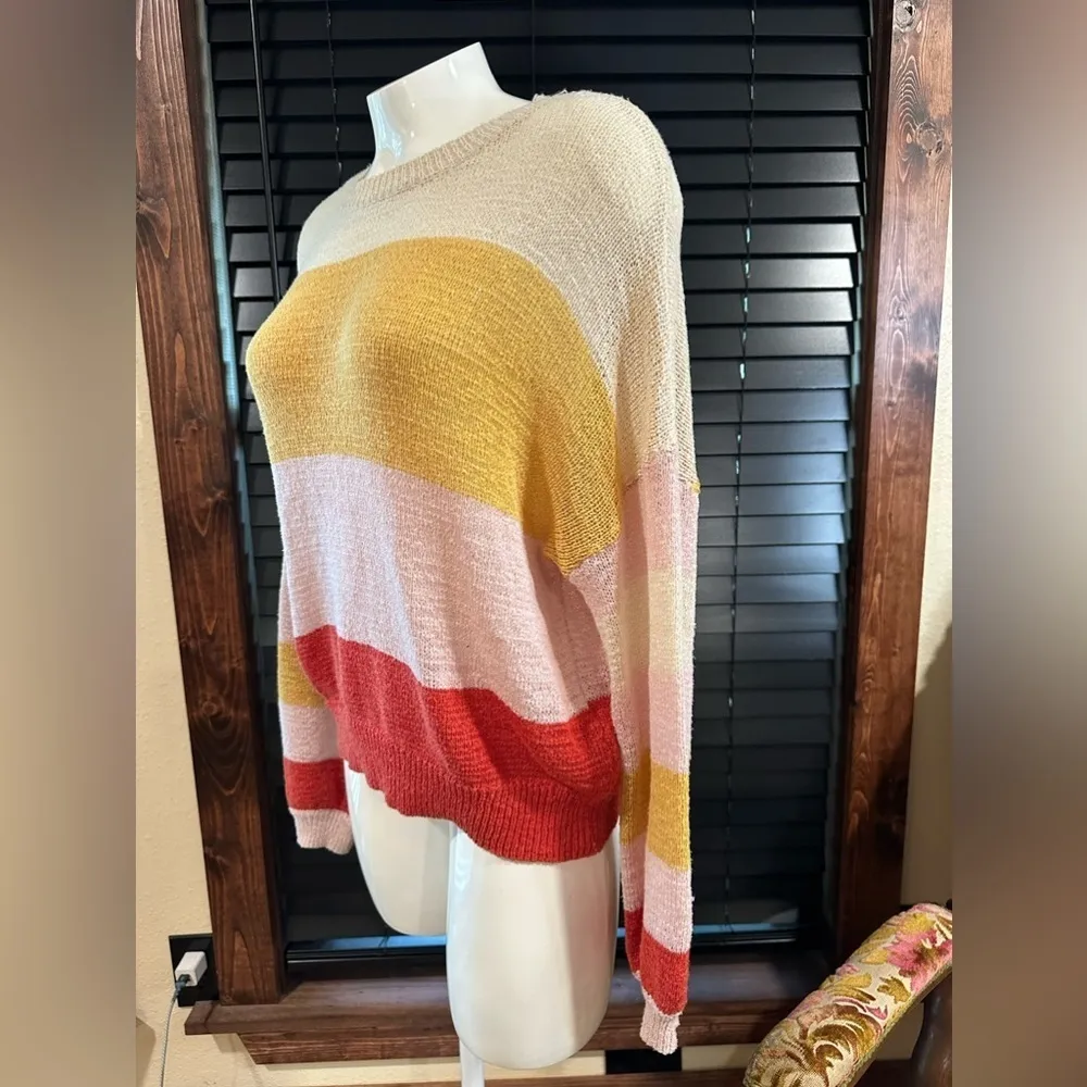 EUC Dreamers light weight sweater multicolor stripe Sz S/M oversize sweater - Image 2