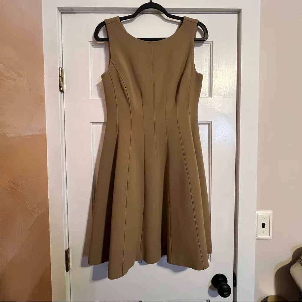 #158 THEORY DOUBLE-FACED POLISHED DRESS IN GRAHAM CAMEL BROWN DRESS SIZE 8 - Image 3