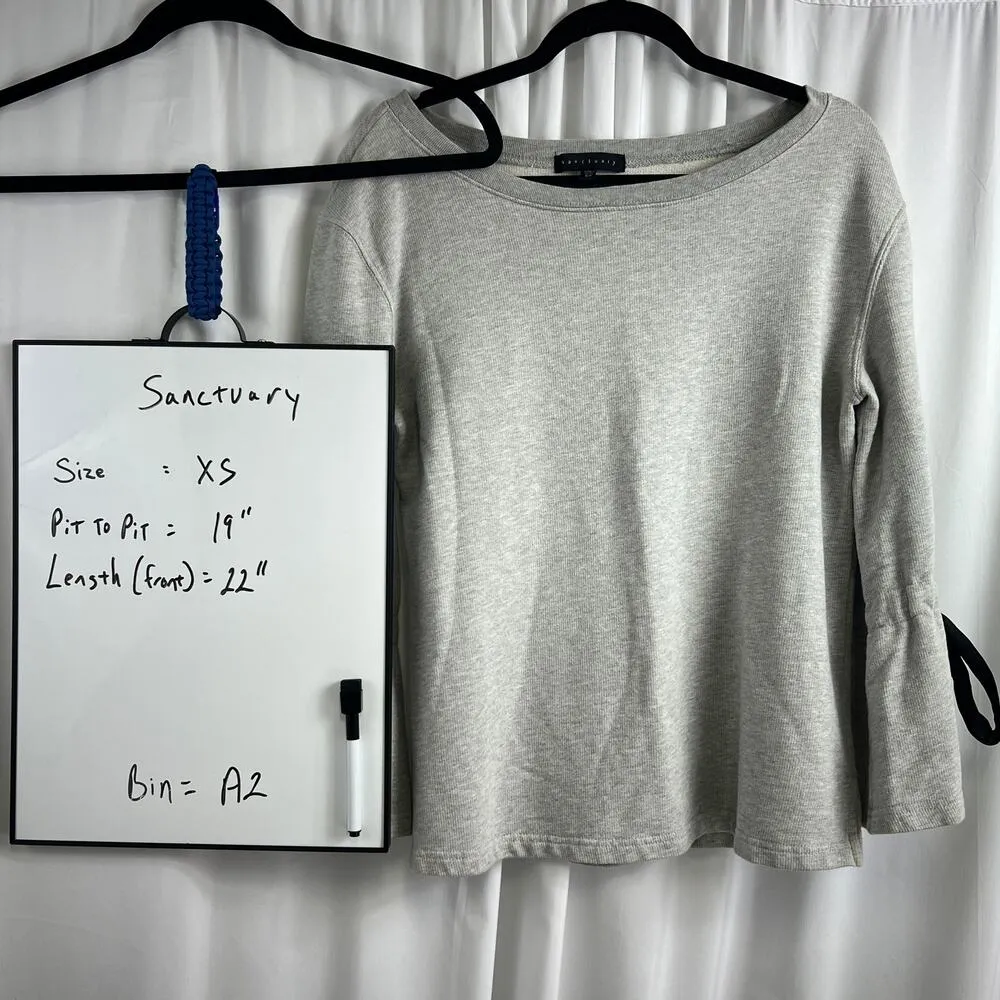 Sanctuary Nordstrom Bow Embellished Flounce Sleeve Romantic Sweatshirt Women XS - Image 6