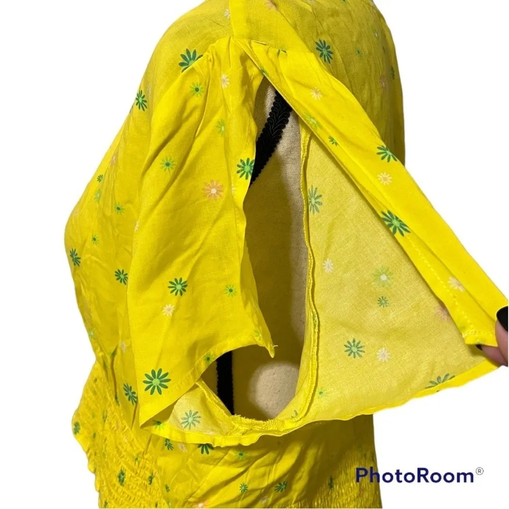 ABOUND size XL women’s yellow v neck blouse short split sleeves elastic waist - Image 8