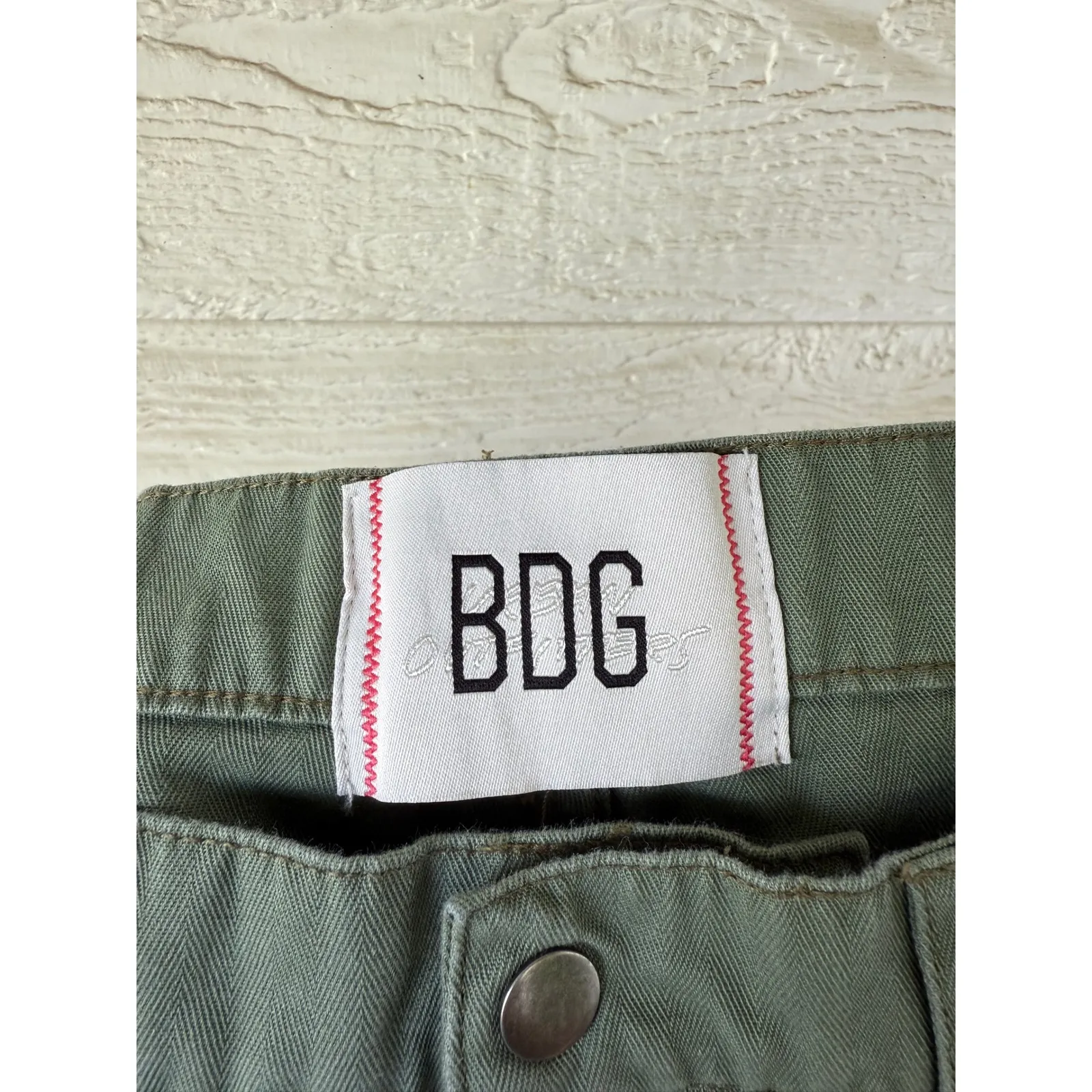 BDG Urban Outfitters Olive Green Cotton Baggy Cargo Pants Utility Womens Size 28 - Image 7