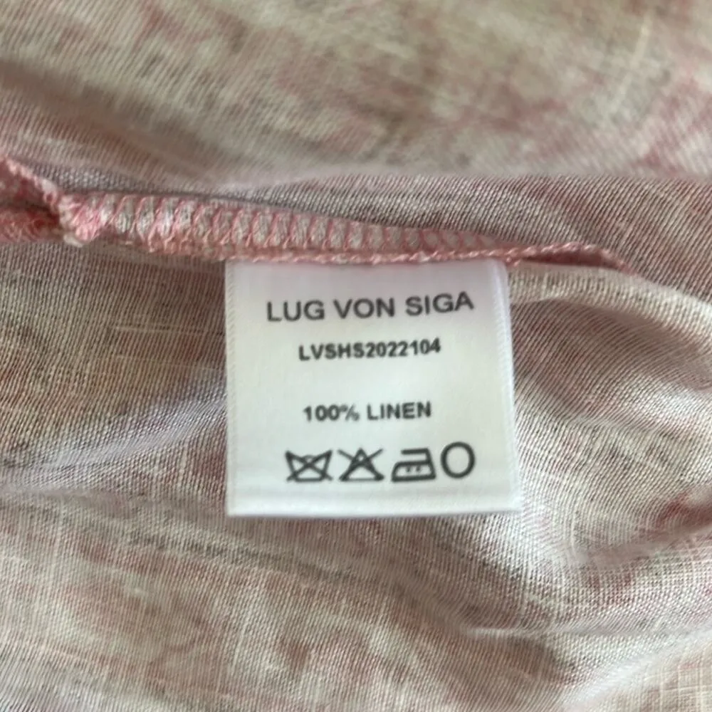 Lug Von Siga Women’s Glory One Shoulder Puff Sleeve Pink Floral Linen Midi Dress Size undefined - Image 7