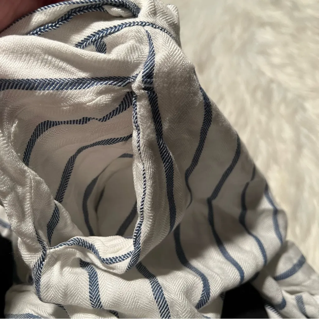 H&M L.O.G.G. Wrapover Skirt White Blue Stripes M - Image 7