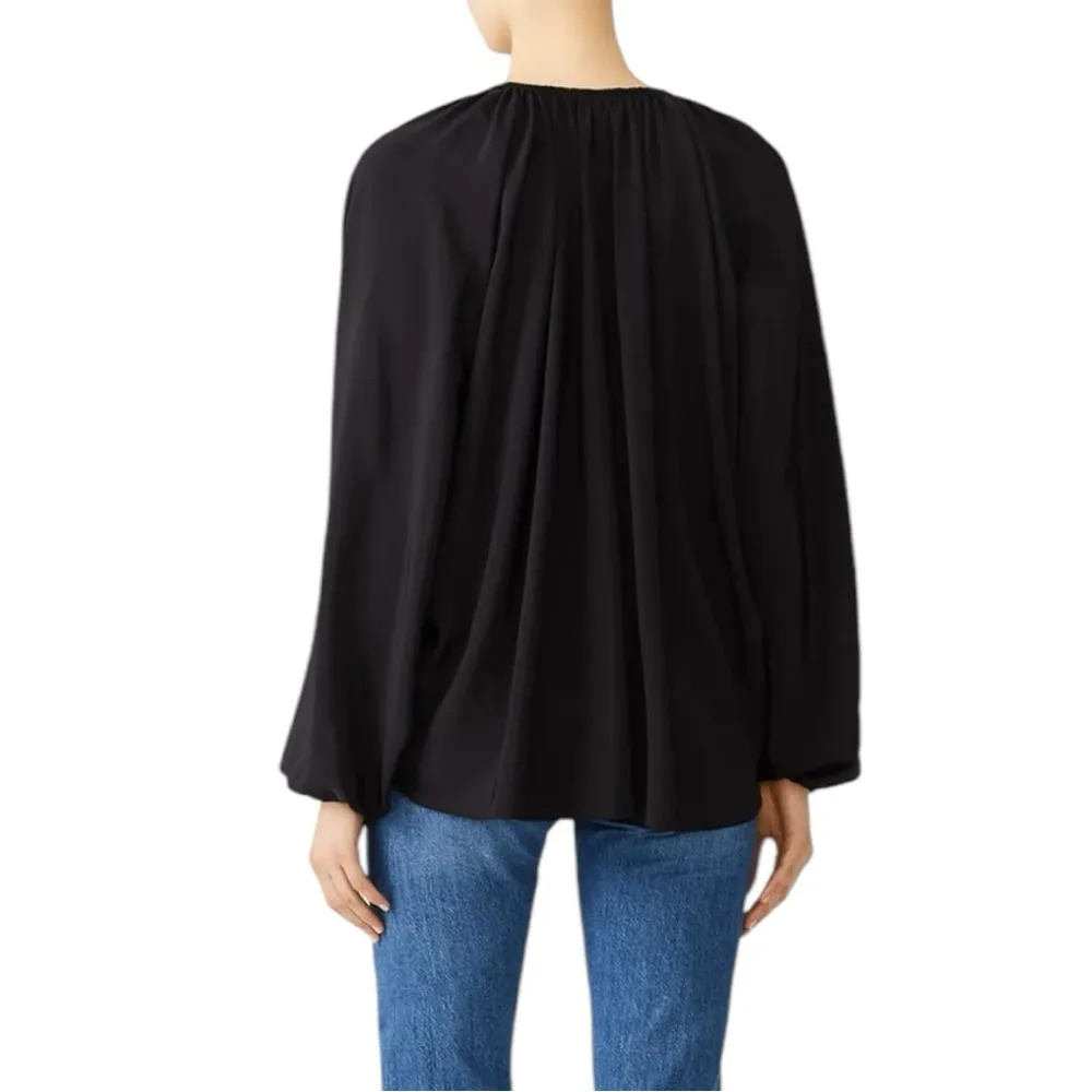 Elizabeth & James Black Chance Top size Large Oversized Silk Long Sleeve Boho - Image 3
