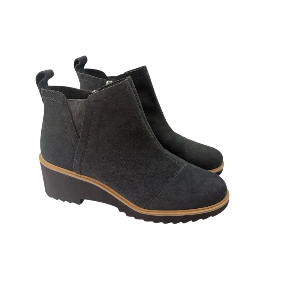 *Toms Maude Wedge Ankle Boots Womens US 12 Gray Suede Leather Casual Platform - Image 5