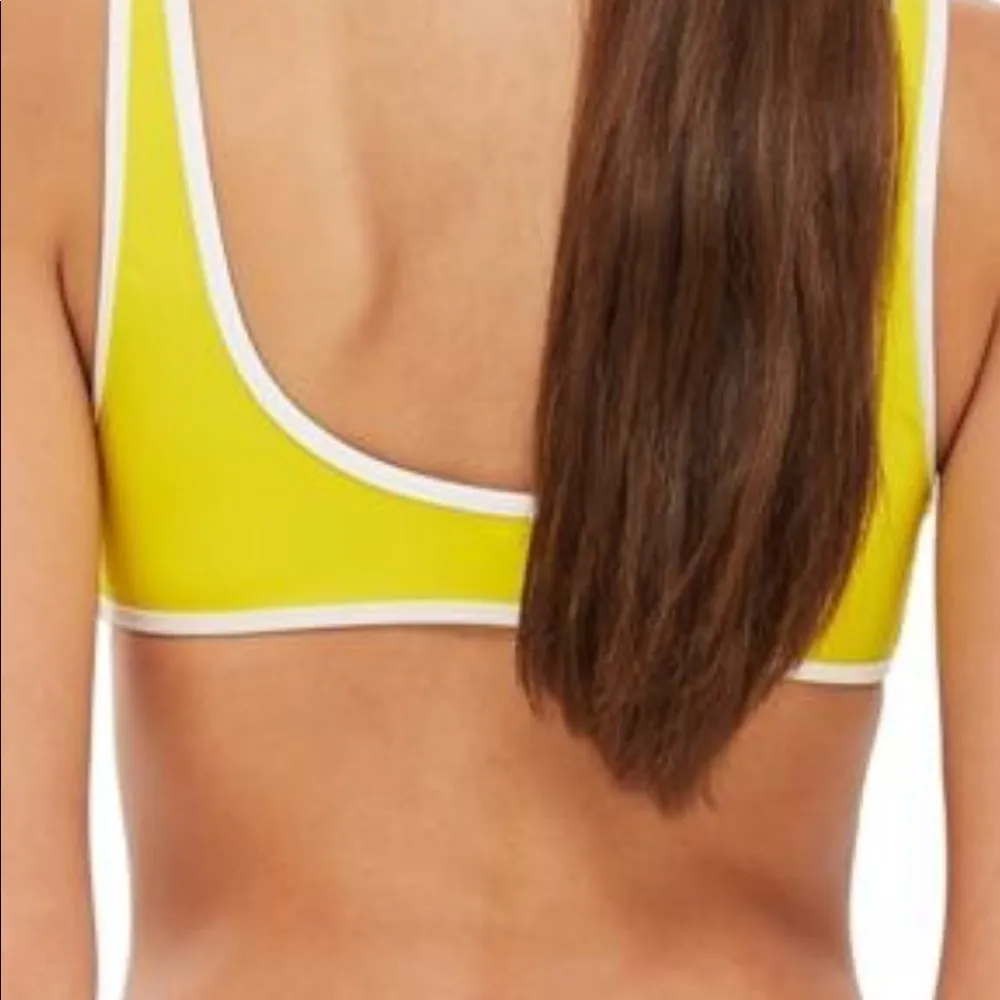 New Women’s Top Shop Yellow White Contrast Trim Crop 2 Piece Bikini Bathing Suit - Image 5