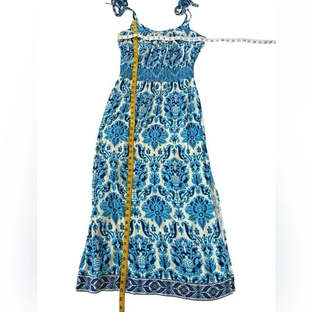 Anthropologie Plenty by Tracy Reese blue baroque motif smocked maxi dress Size S - Image 15