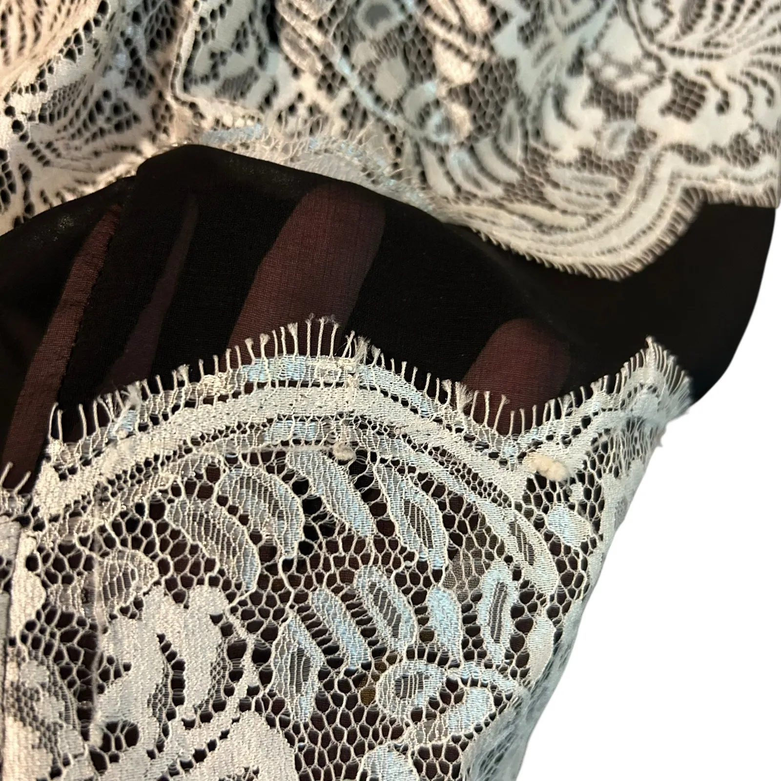 YA Los Angeles Dress Silk Blend Black Sheer w/ Lace Lining Med Sleeveless - Image 9