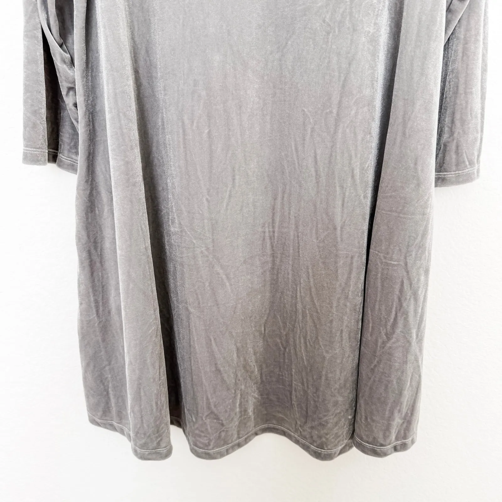 Agnes & Dora Womens Velvet Dress Size XL Gray 3/4 Sleeve Holiday Minimalist Glam - Image 3