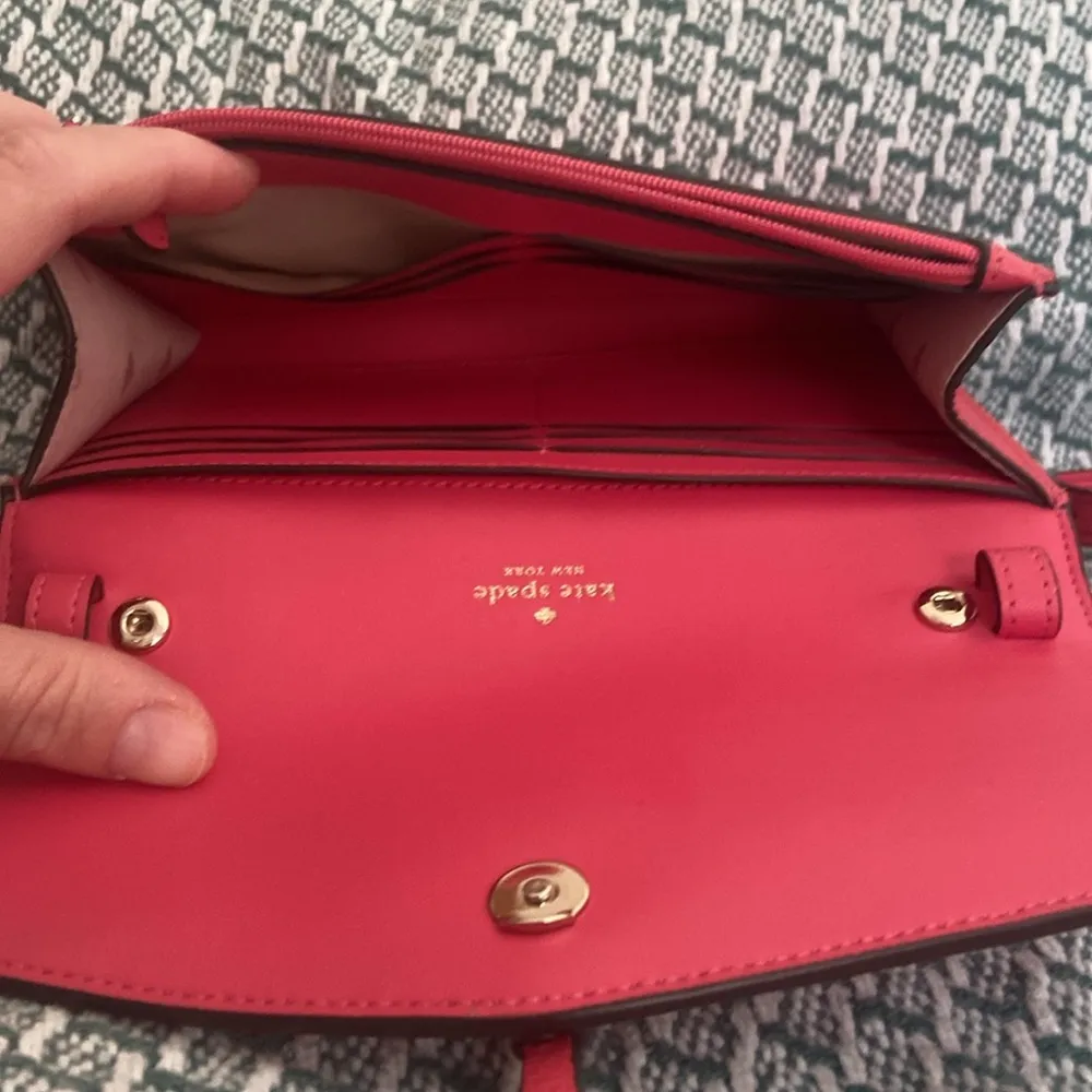 Kate Spade Marti Leather Flap Wallet Crossbody in Dark Watermelon Gelato - Image 7