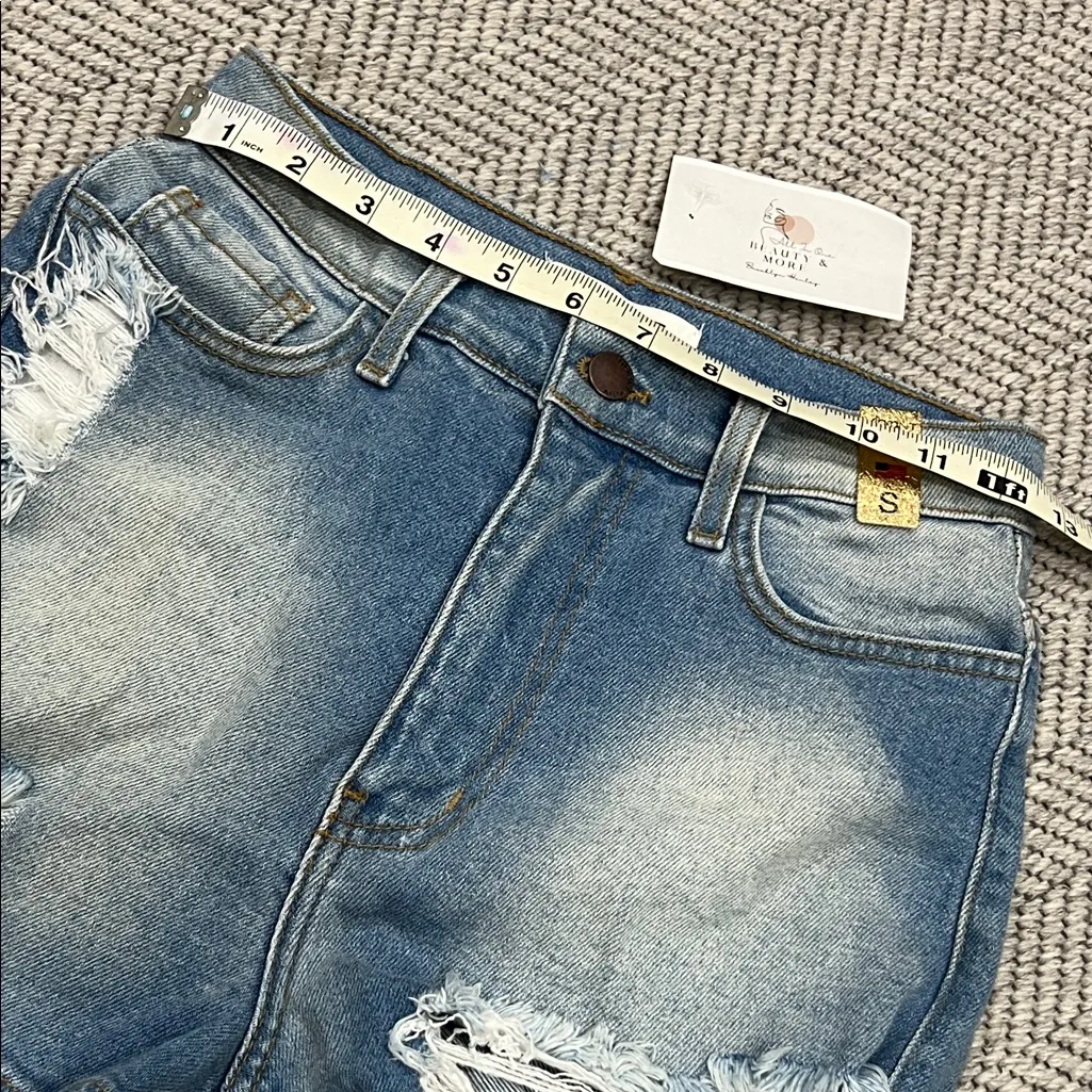 Vibrant Distressed Jean Shorts NWT - Image 8