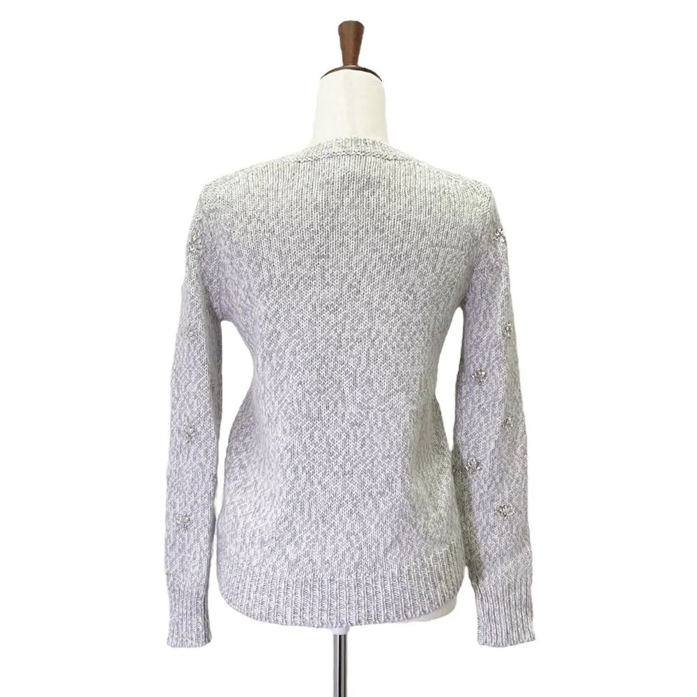 Banana Republic Limited Edition Embellished Sweater Rhinestone Gray Size XS - Image 3