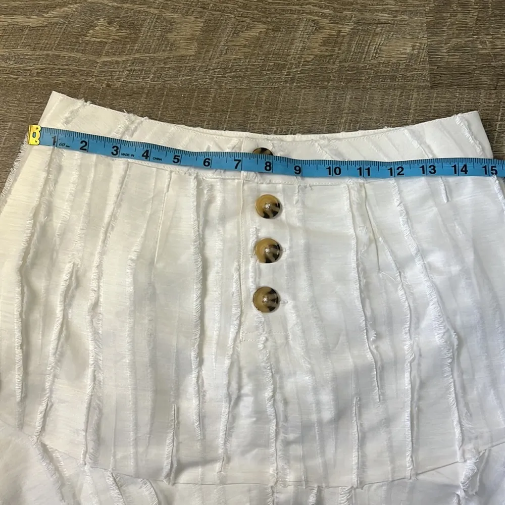 Marie Oliver White Silk Linen Blend Button Skirt Size 4 - Image 8