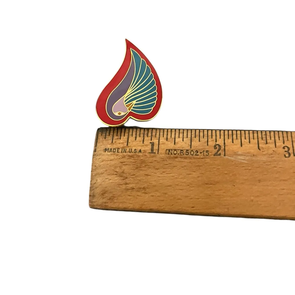 Laurel Burch “Dove Heart” Enamel Metal Brooch Pin Scarf Hat Gold - Image 6