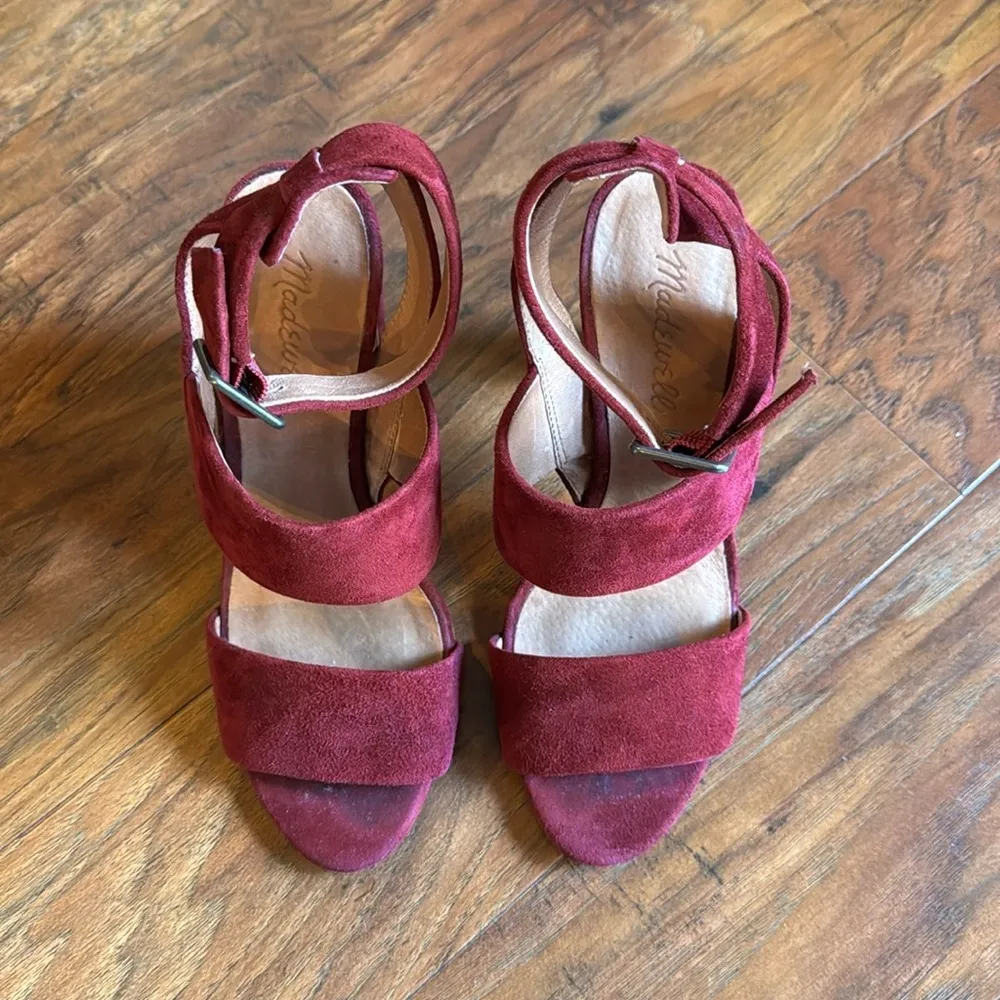 Madewell Octavia Suede Sandals in Dark Cabernet Size 6.5 - Image 3