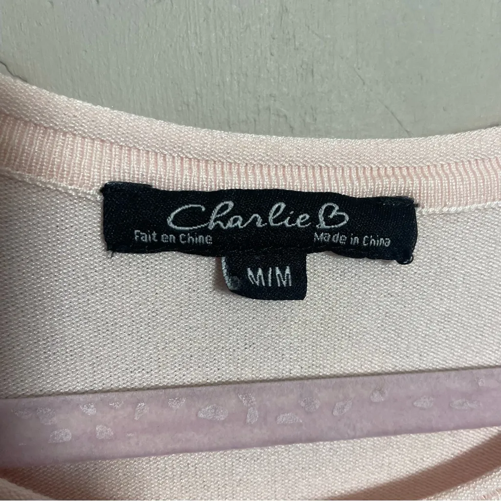 Charlie B Sweater Womens M Rosette Pullover Rayon/Nylon Pink Size M - Image 3