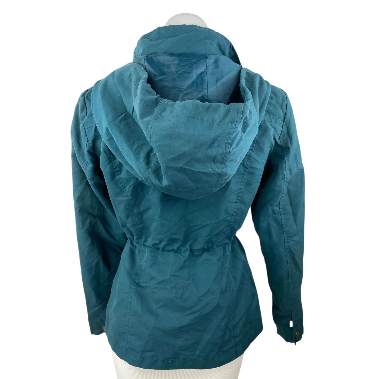 Vero Moda Blue Green Hooded Long Sleeve Snap Utility Anorak Coat Jacket Size XS - Image 2