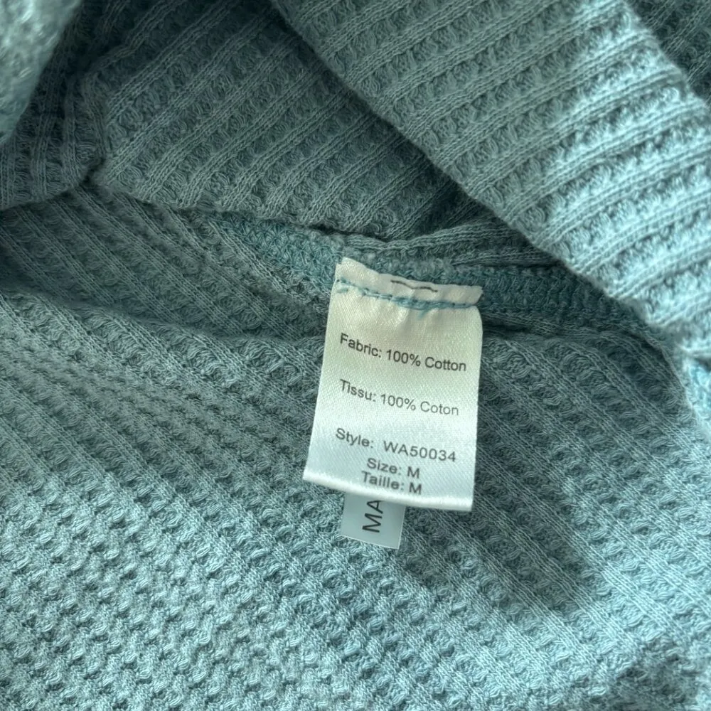 Anthropologie Elan Women's Blue Mock Neck Maxi Waffle‎ Knit Tie Dress Size M - Image 5