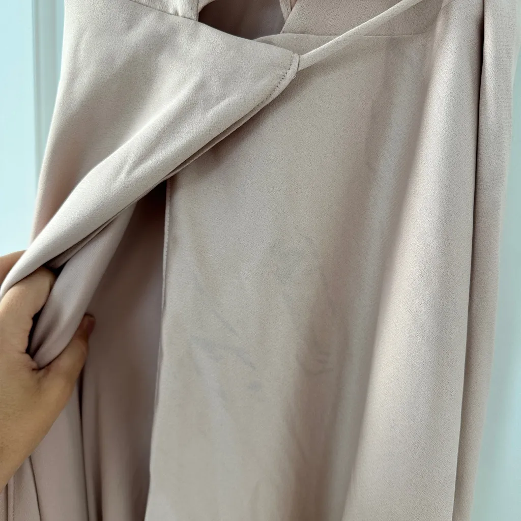 BHLDN Anthropologie Nude Pink Tansy Satin Charmeuse Ruffle Maxi Dress - Image 9