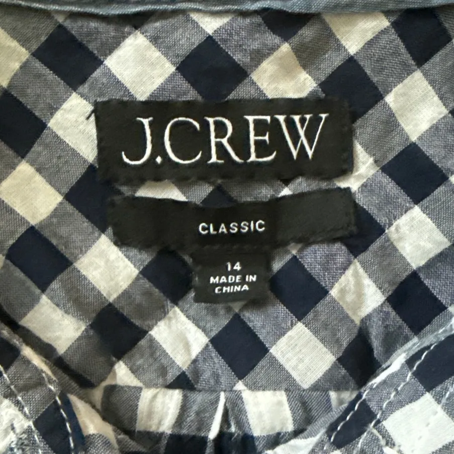 J. Crew Plus Classic Fit Gingham Button Down Shirt Black & White Size 14 - Image 8
