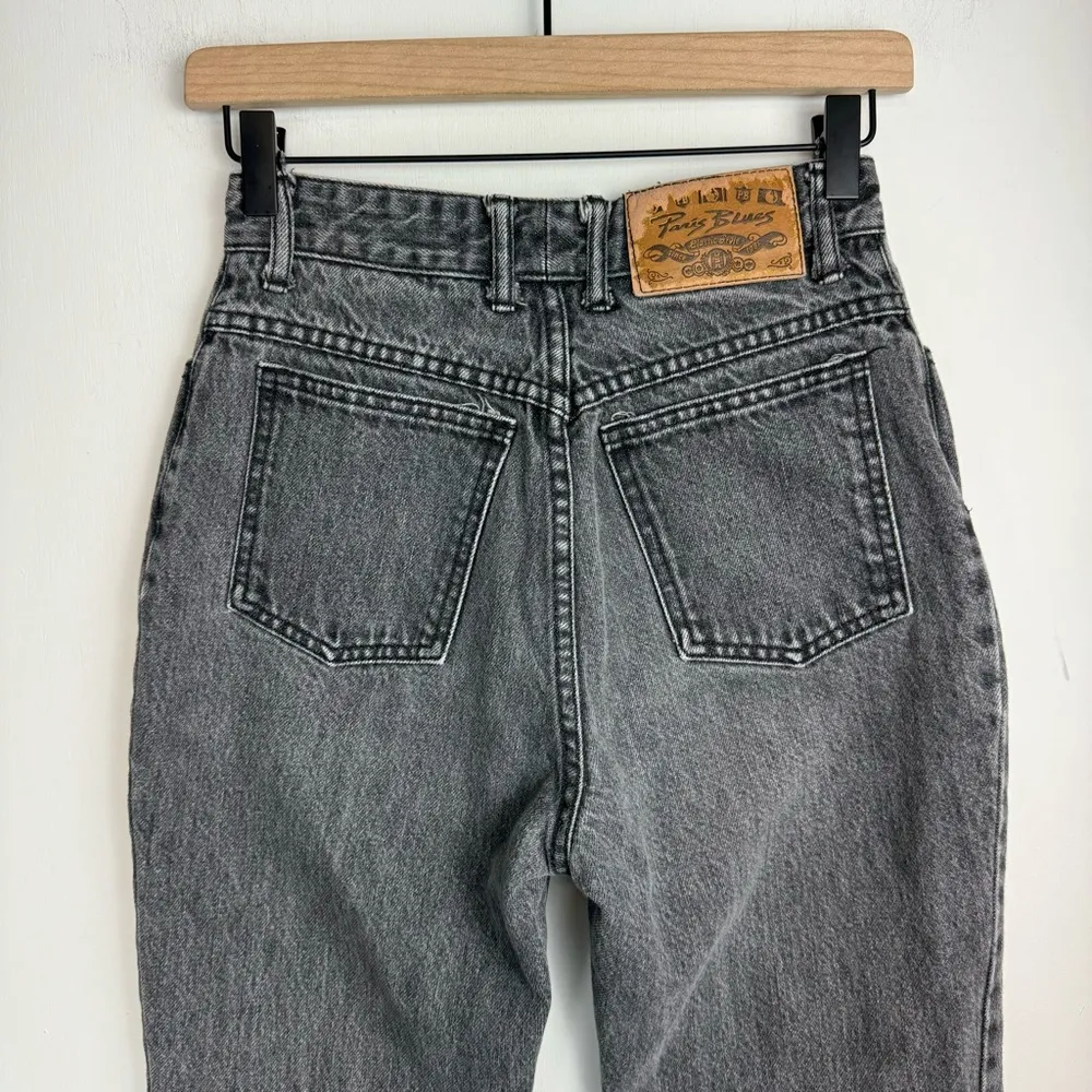 Vtg Paris Blues Black Wash Denim Jeans Sz 2 High Rise Tapered Straight Leg - Image 11