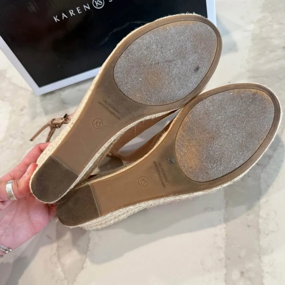 Karen Scott Slingback Espadrille Wedge Sandals  Womens 7.5 Taupe Metallic Studs - Image 8