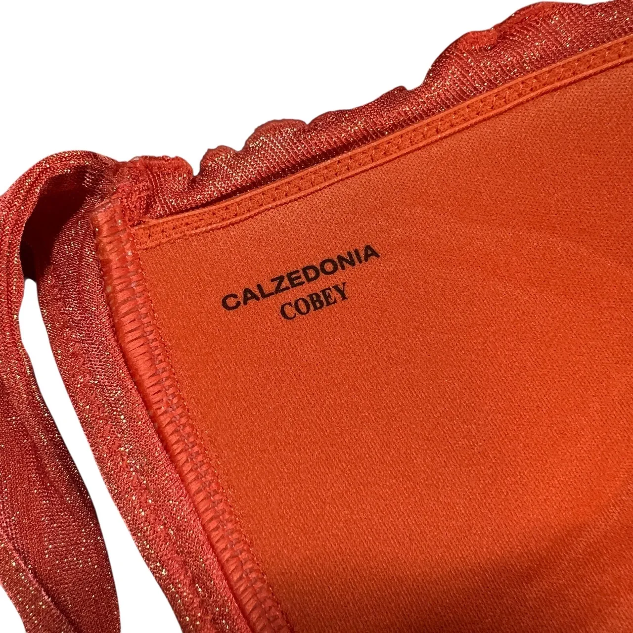 Calzedonia Cobey Orange Shimmer Halter Bikini Top Tie Back Size S New - Image 5