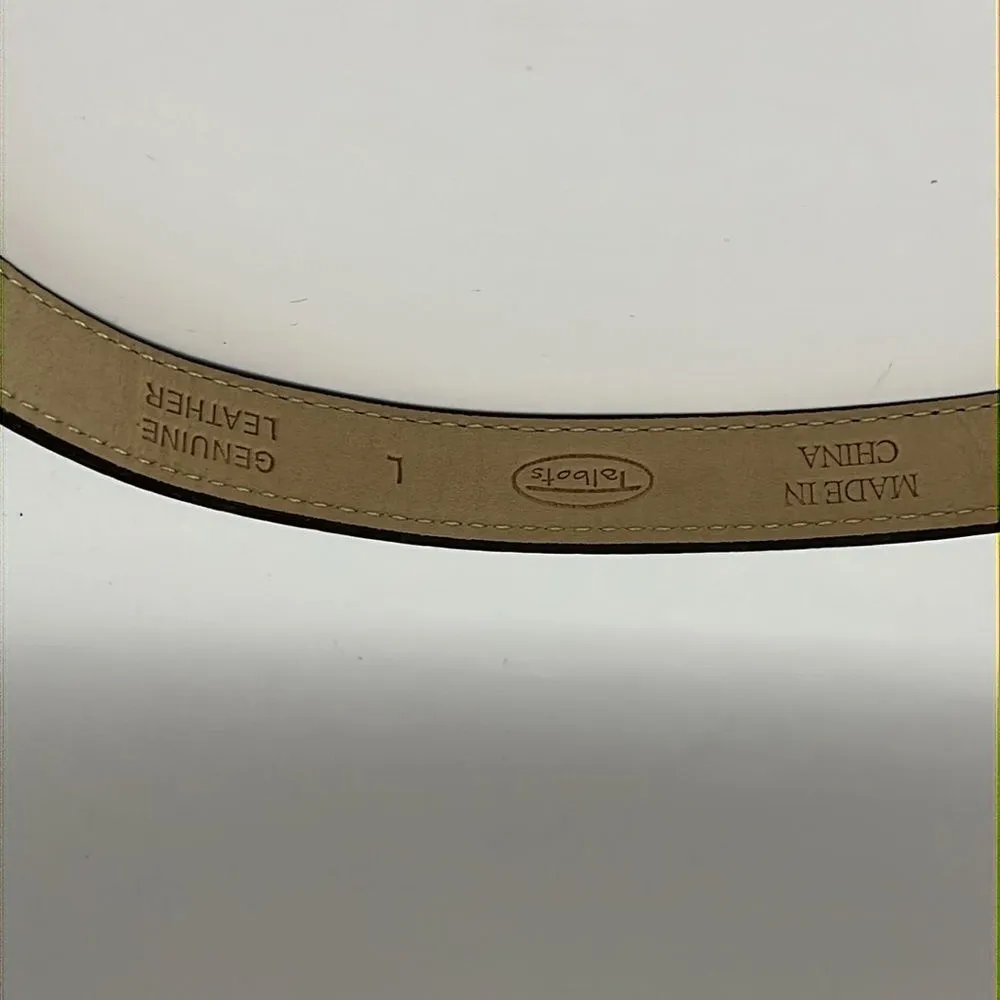 Talbots Black Croc Embossed Genuine Leather 1" With Golden Rings Belt Large - Image 9