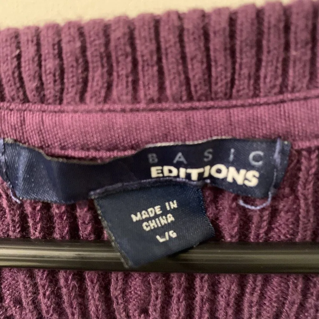 Basic Editions Womens Sweater Purple Size Large - Image 3