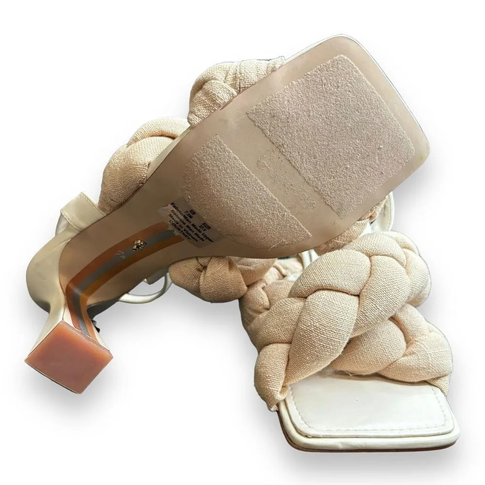 Sam Edelman Courtney Fabric Braided Sandal Sz 7.5 Natural Cream Braid Square Toe - Image 7