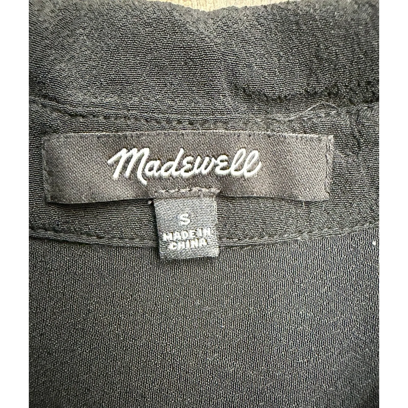 Madewell Black Short Sleeve Button Down Blouse Women's S Oversized Fit - Image 3