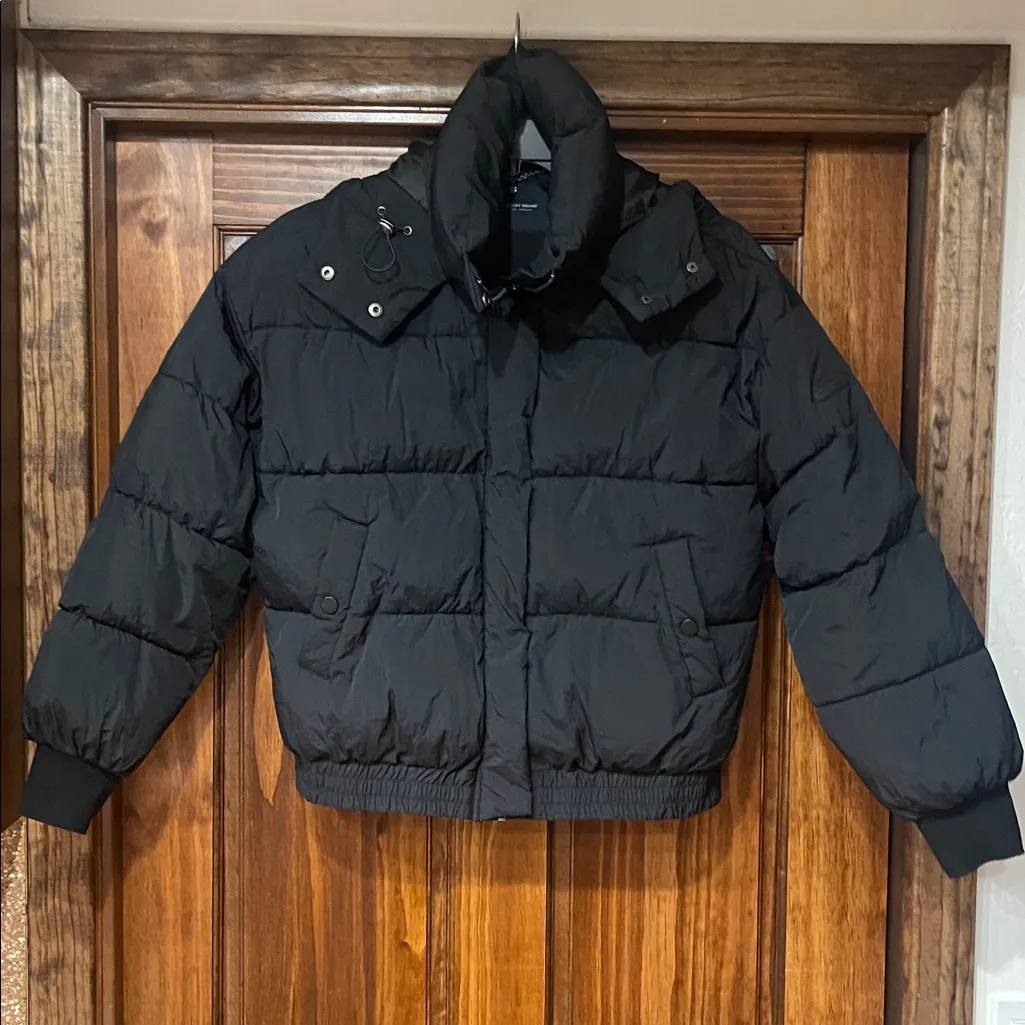 Lucky Brand Black Puffer Jacket with Hood Small - Image 2