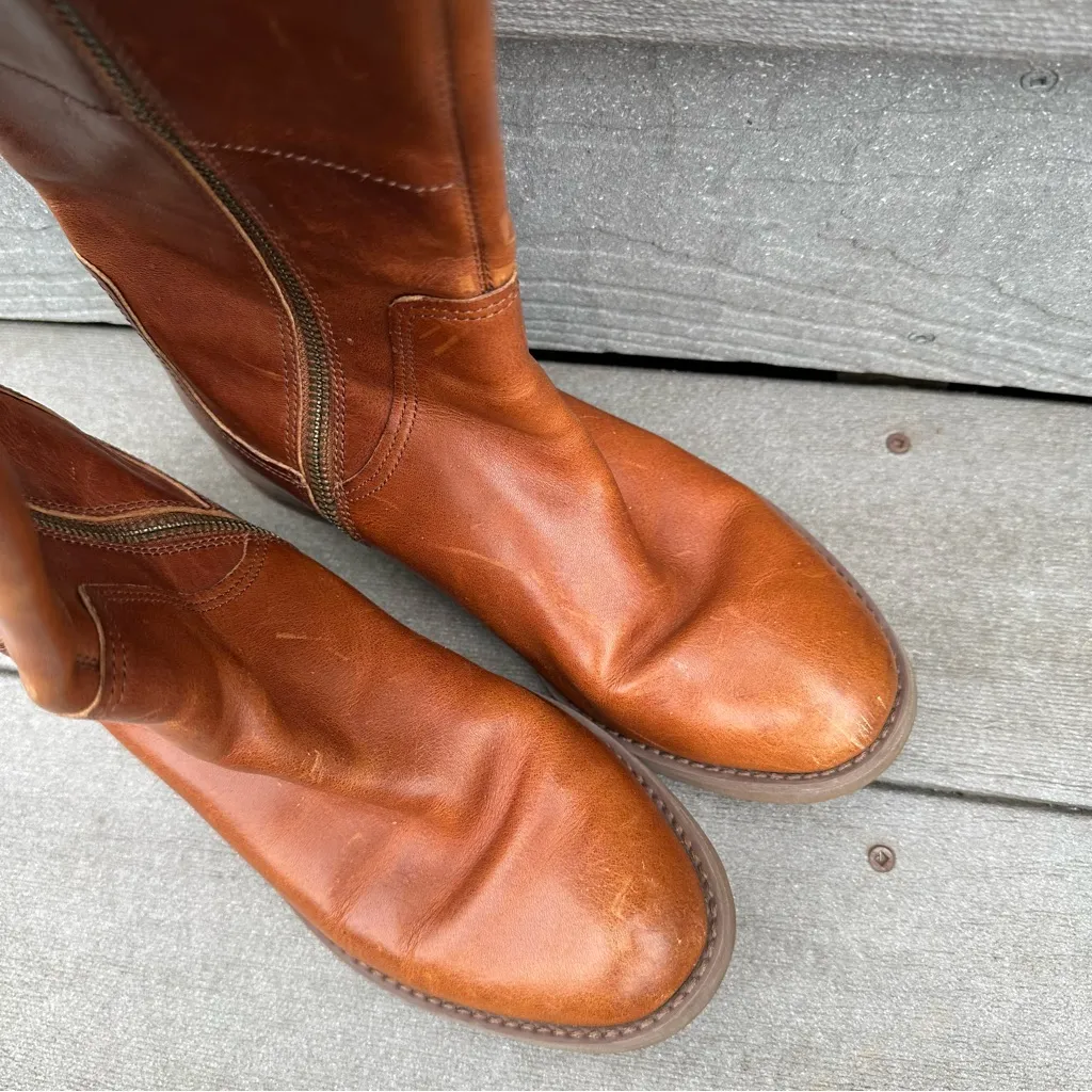 Timberland EK Savin Hill Brown Leather Tall Riding Boots Buckles Elastic - Image 2
