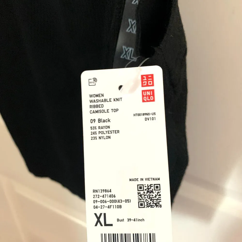 Uniqlo Washable Knit Ribbed Camisole Top in Black - Image 7