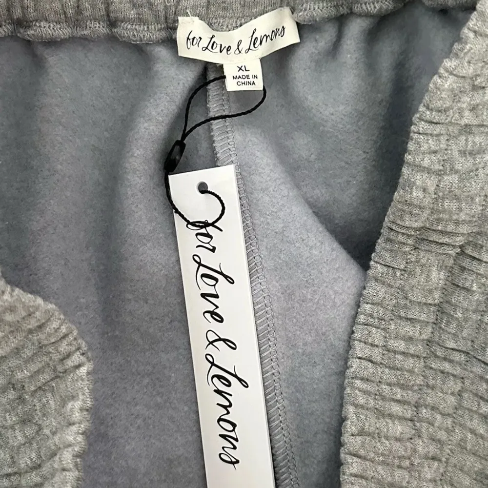 For Love & Lemons Gray Cropped Hoodie Sweatshirt & Joggers XL Set New VS FLL NWT - Image 13