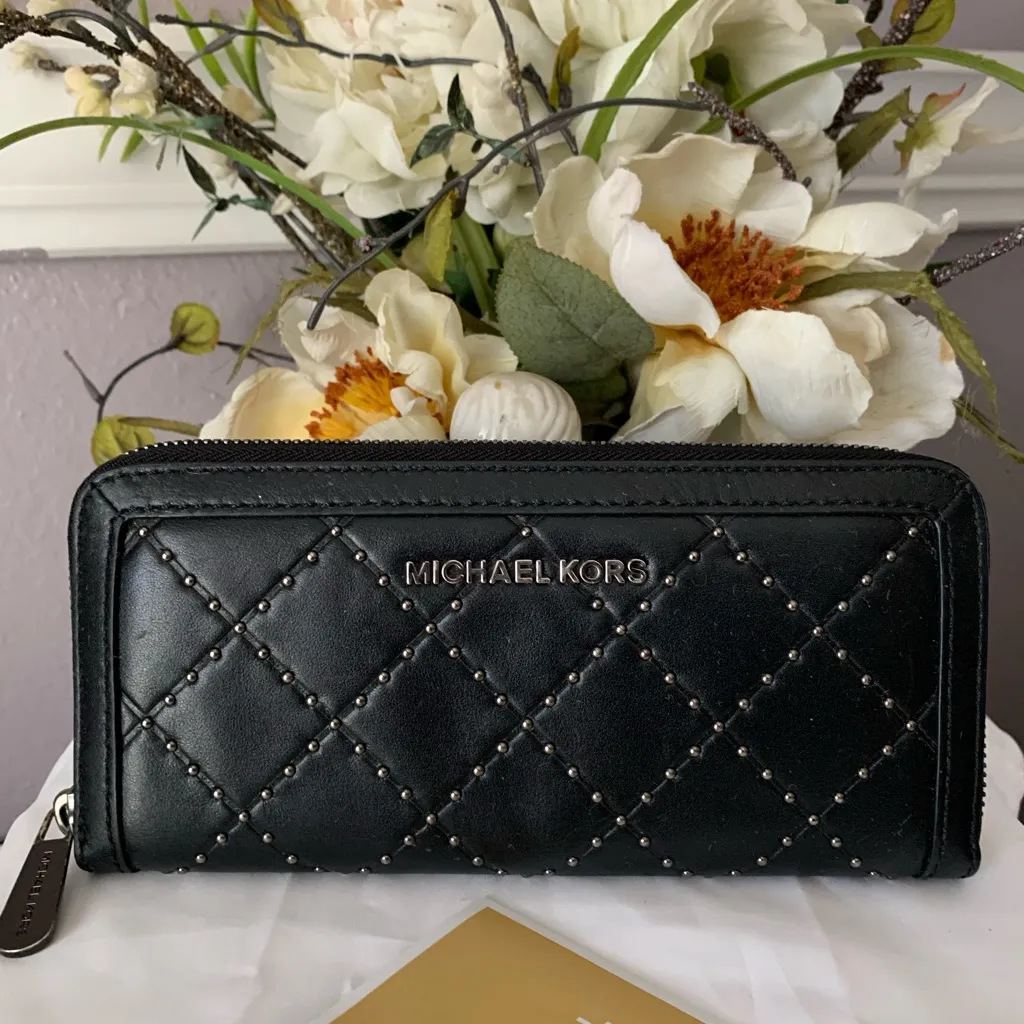 Michael Kors Studded Accordion Black Wallet - Image 2