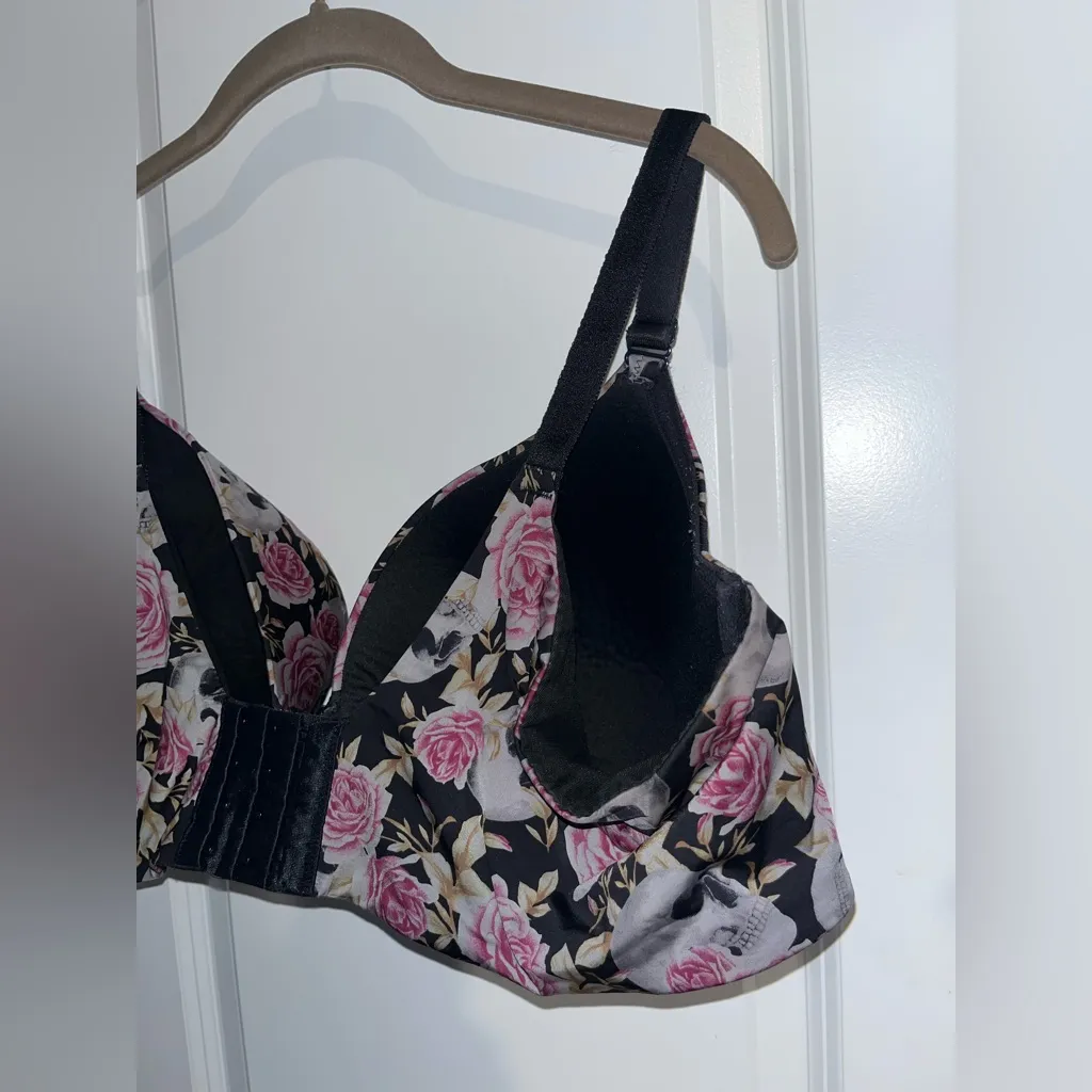 Torrid Curve Skulls Roses Gothic Full Coverage Plus Size Underwire Lined 46D Bra Black - Image 6