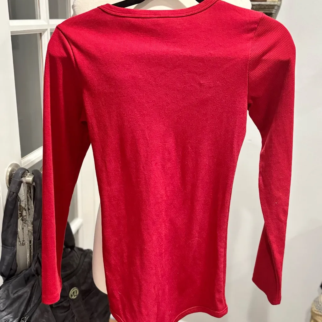 Brick Red Ribbed Henley Lounge Romper - Image 11