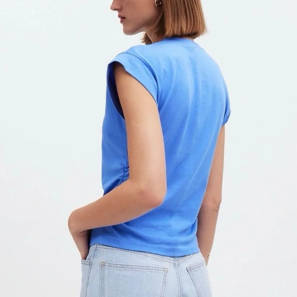 NWT Madewell Women's XXS Blue Side-Cinch Muscle Tee Casual Basic - Image 3