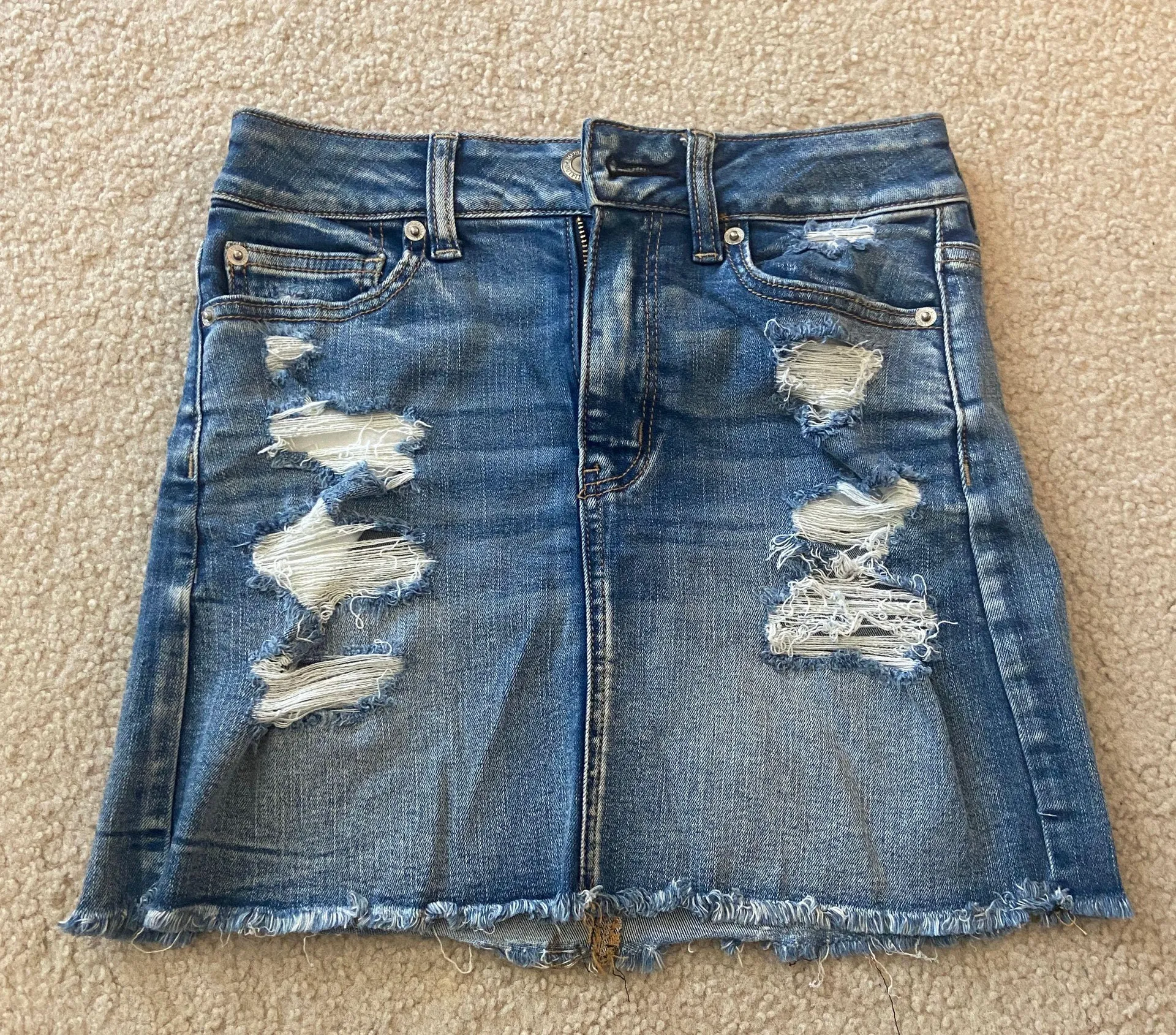 Ripped Denim Skirt - Image 2