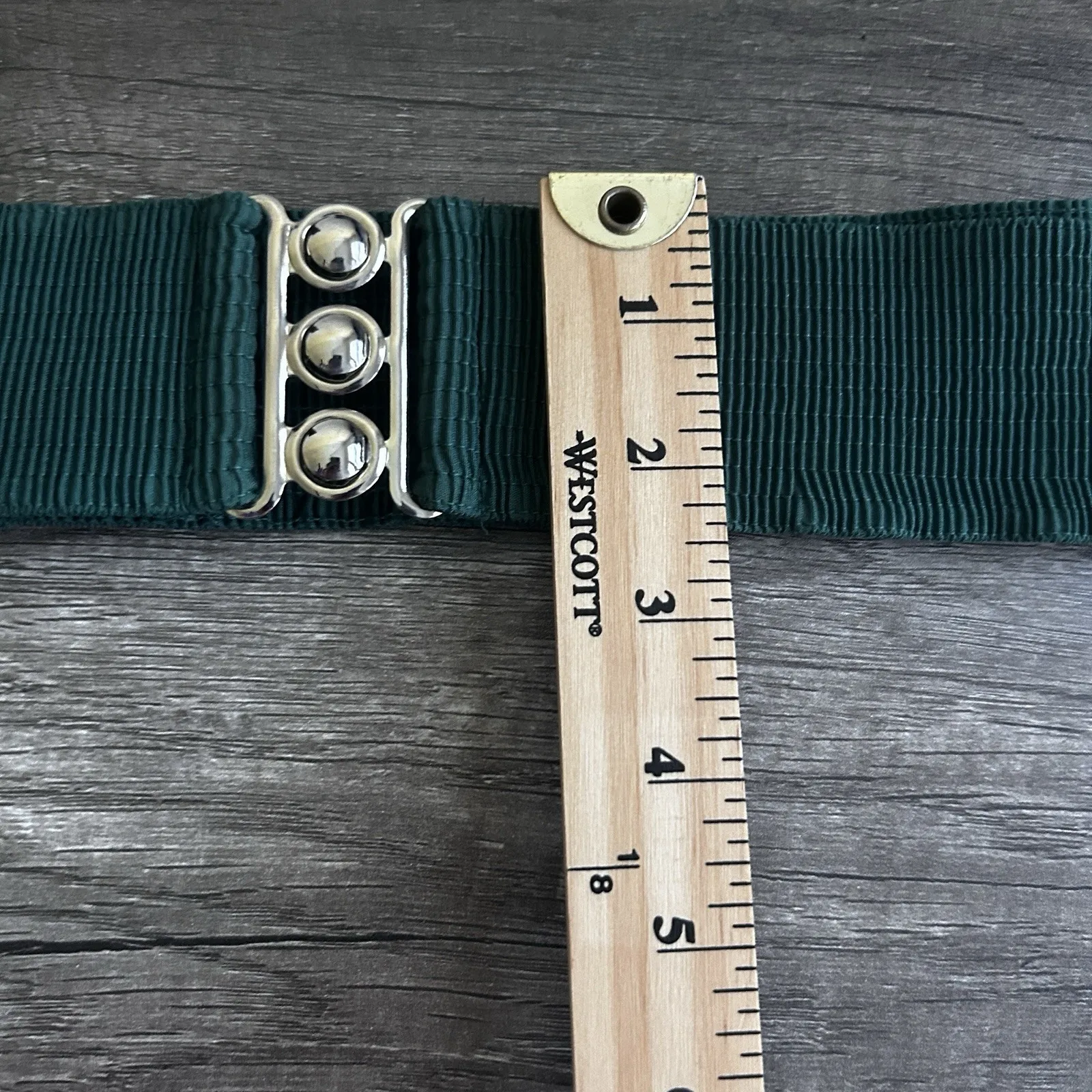VTG 80s Malco Modes Belt XL Green Wide Elastic Cinch Metal Buckle Retro Dance‎ - Image 6