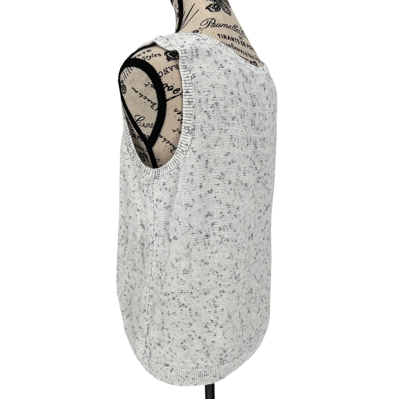 J.Jill Multi Tweed Lightweight Shell Tank Top Medium Soft Stone Cotton EUC White - Image 3