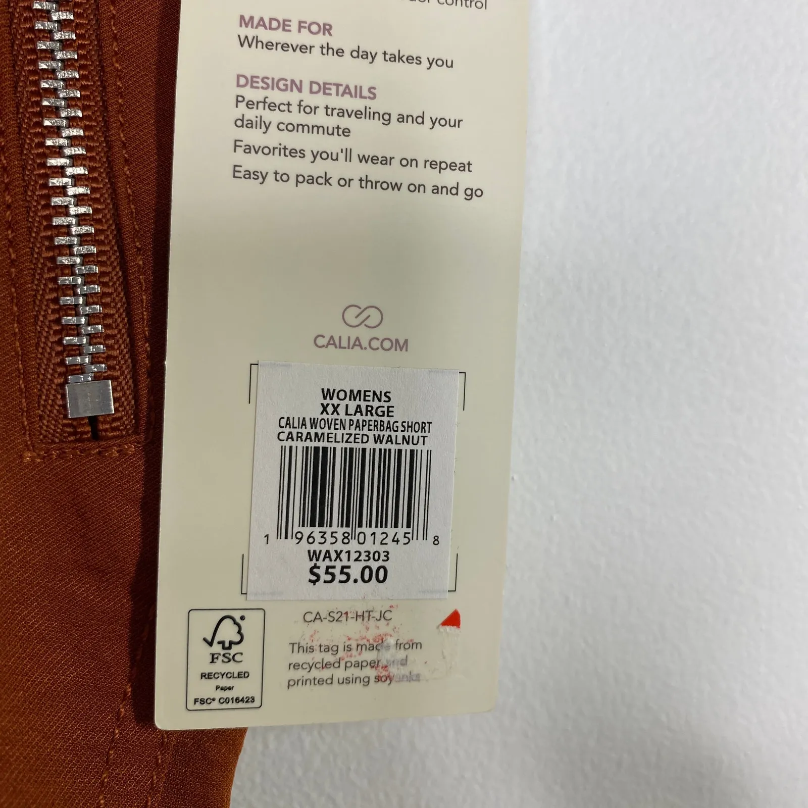 CALIA Carrie Underwood Paperbag Caramelized Walnut Shorts Women's Size XXL NWT Orange - Image 8