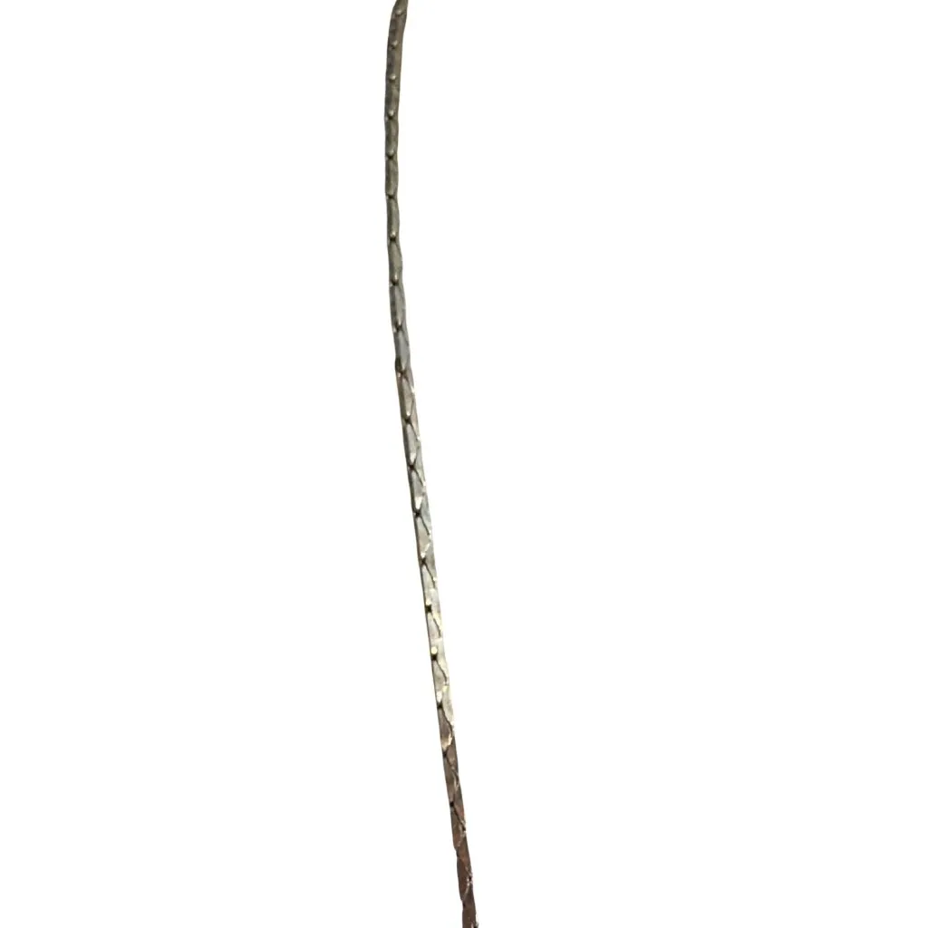 Vtg Silver Tone Chain Necklace Green Cat Eye Beads Flower Enamel Pendant Estate - Image 4