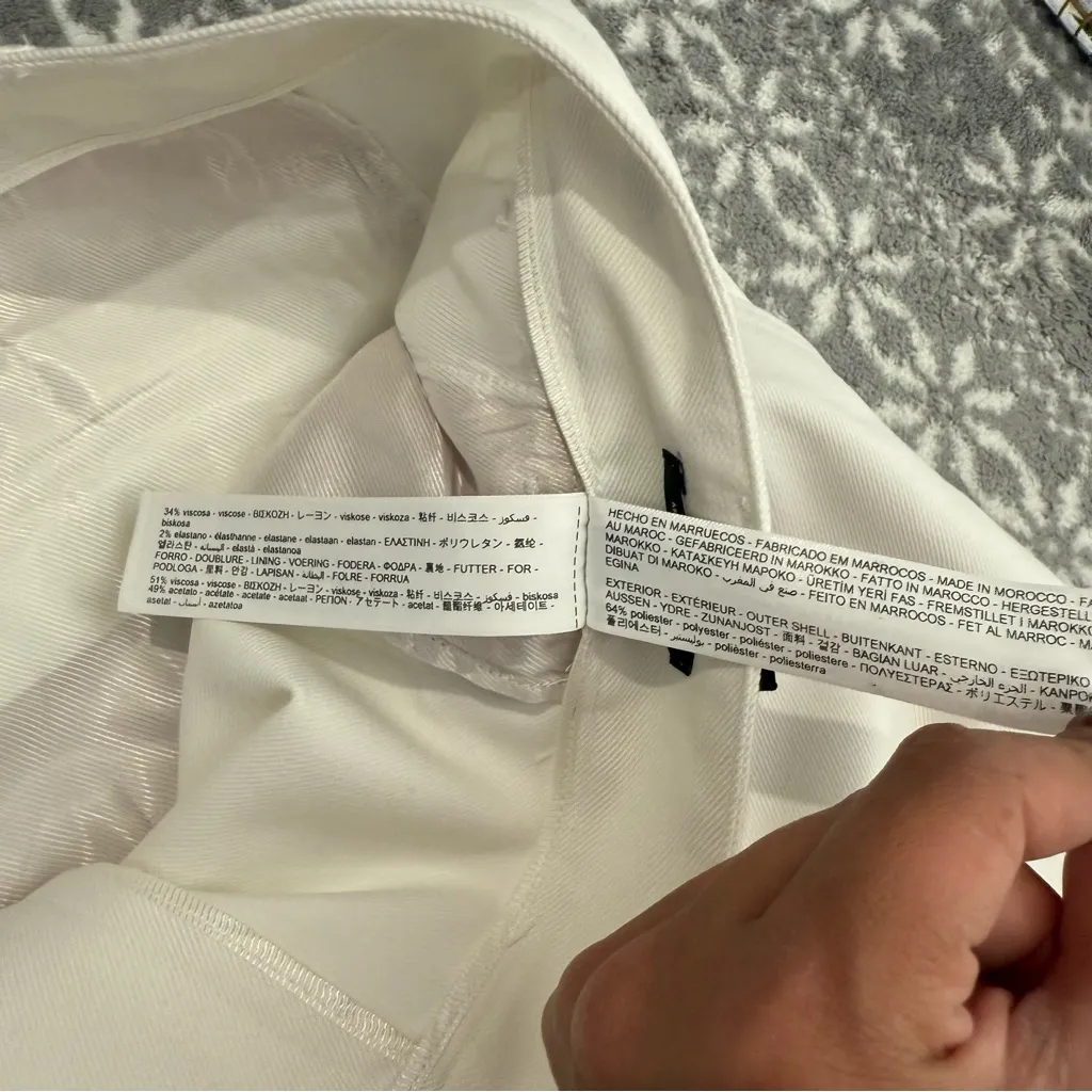 NWT Massimo Dutti Wide Leg Trousers Pleated‎ Front In Cream Size 12 - Image 10