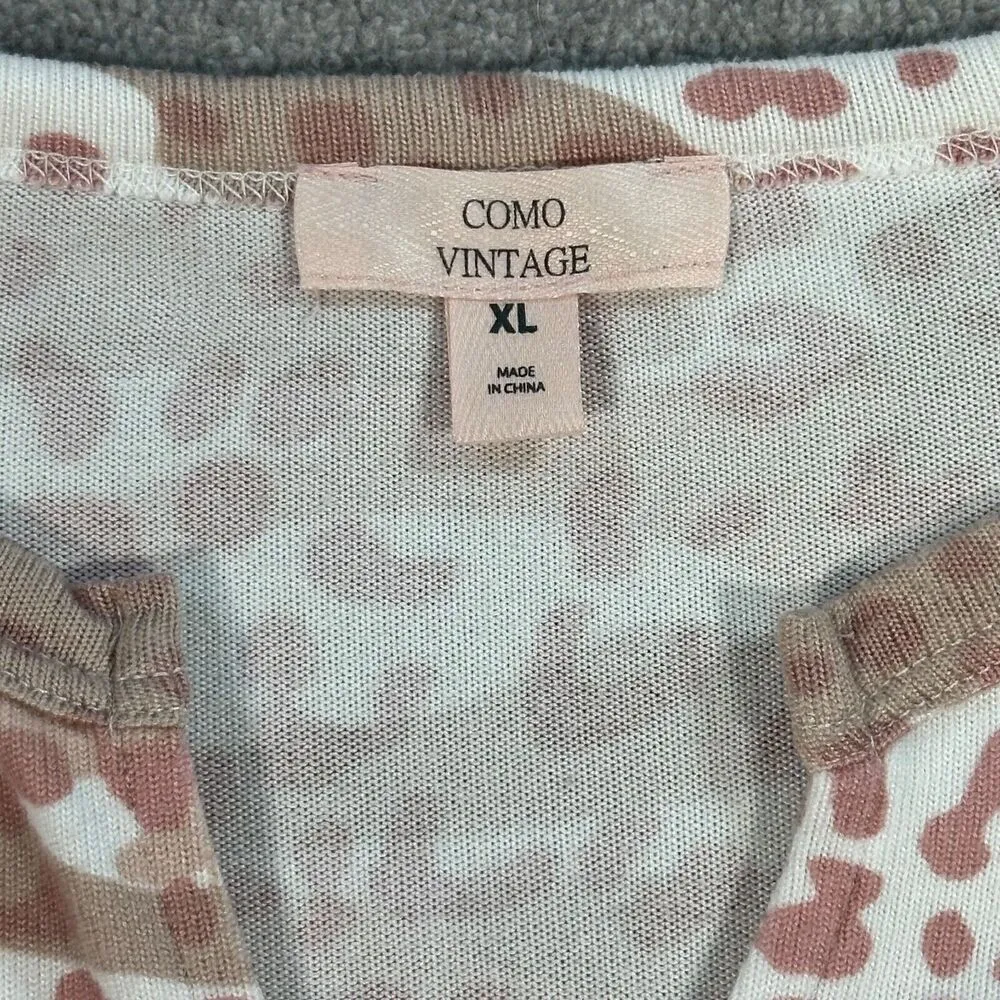 Como Vintage Camo Animal Print Tee Shirt Women's X-Large Pink Comfort Lounge - Image 2