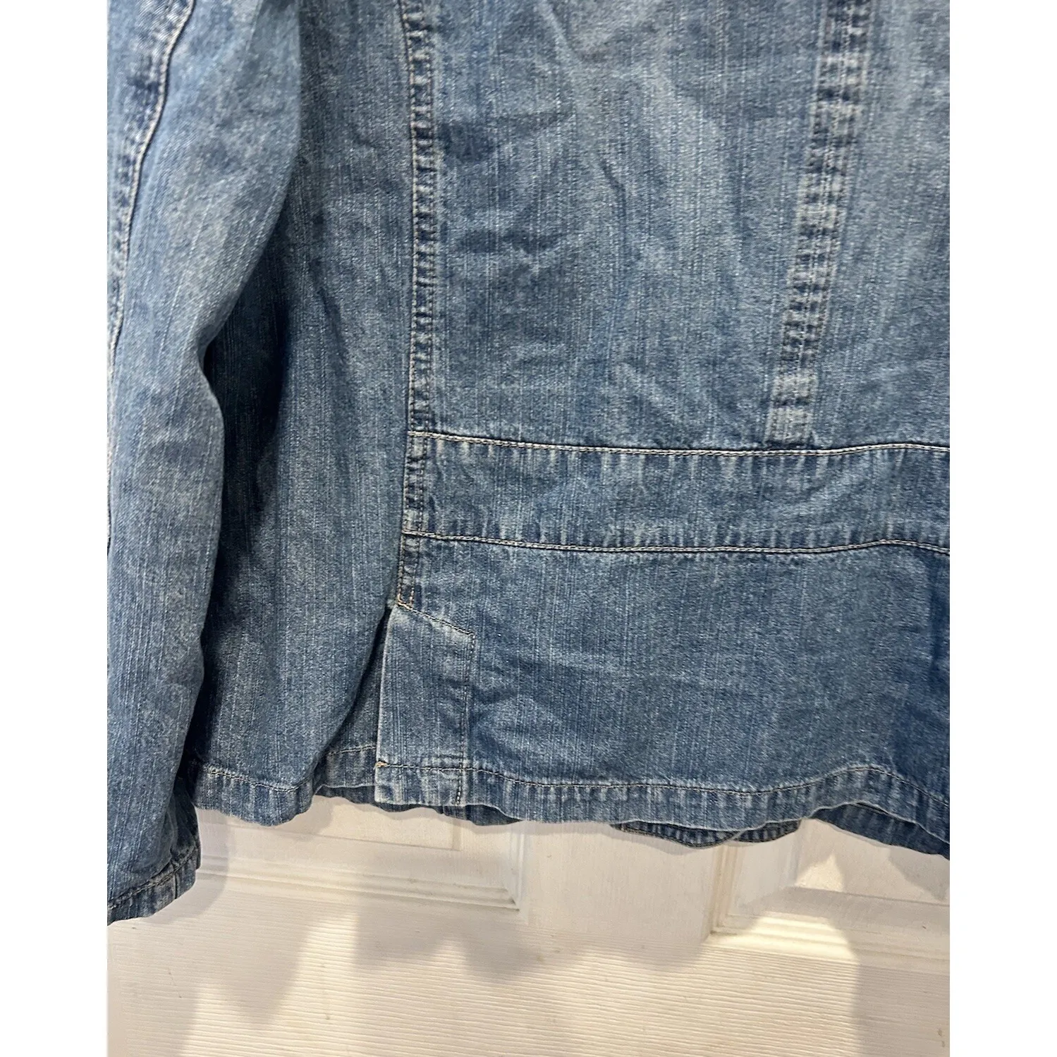 SONOMA Womens 2X Denim Jean Blazer Jacket Blue Cotton Chore Utillity Workwear - Image 8