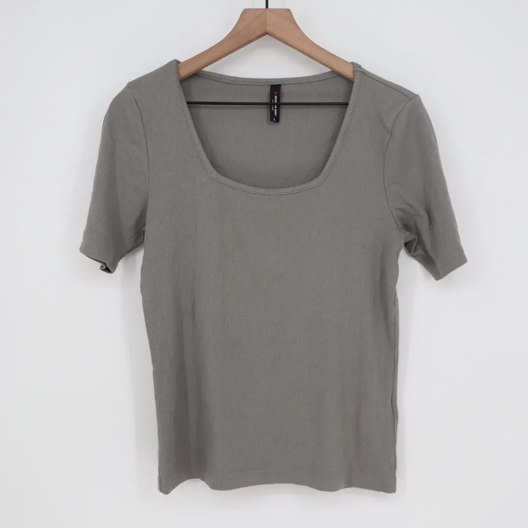 American Giant Women's Luxe Rib Square Neck Tee Silent Storm Size L Made In USA Gray Size L - Image 2