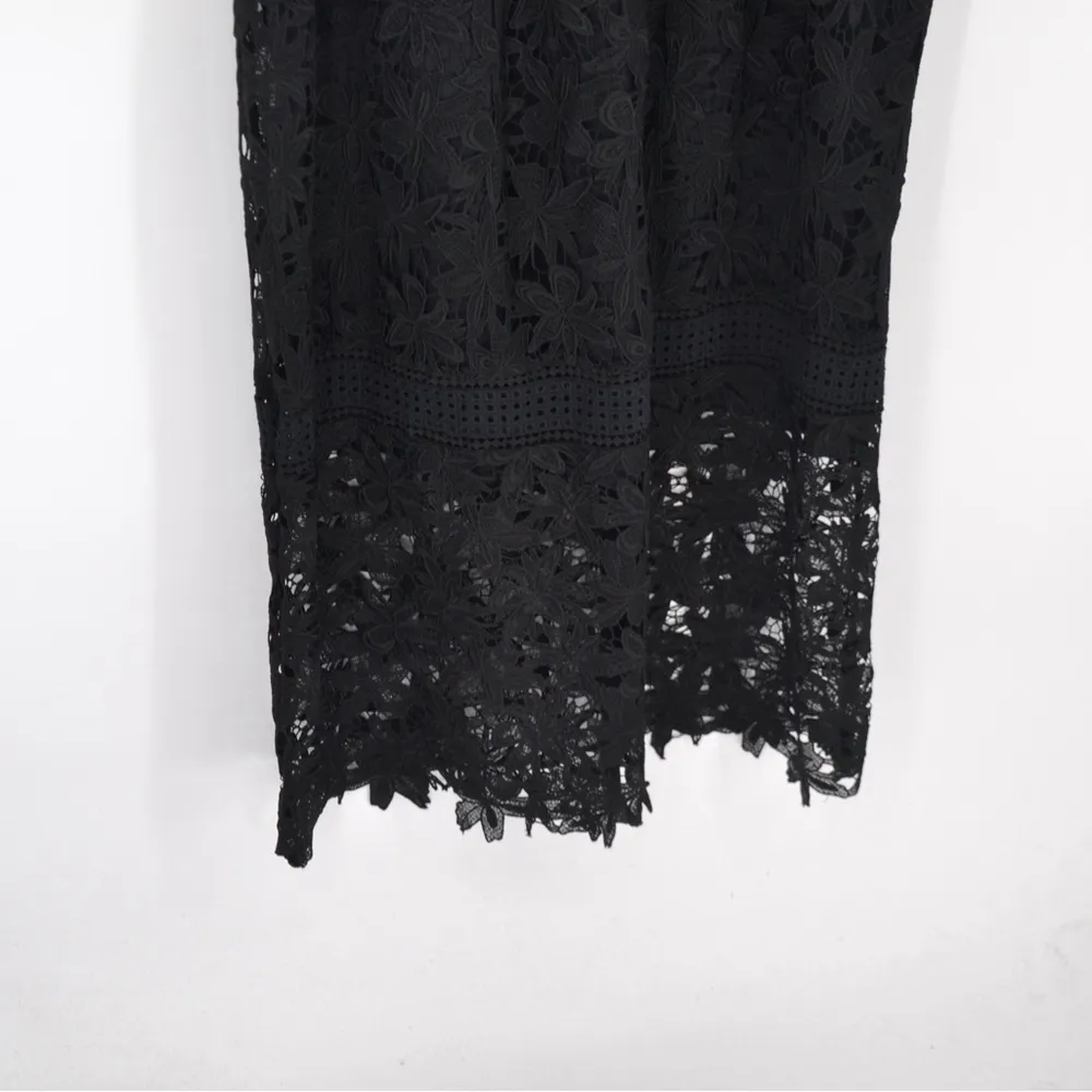 Gerard Darel Embroidered Lace Midi Dress Sleeveless V-Neck Black Size 42 10 - Image 7