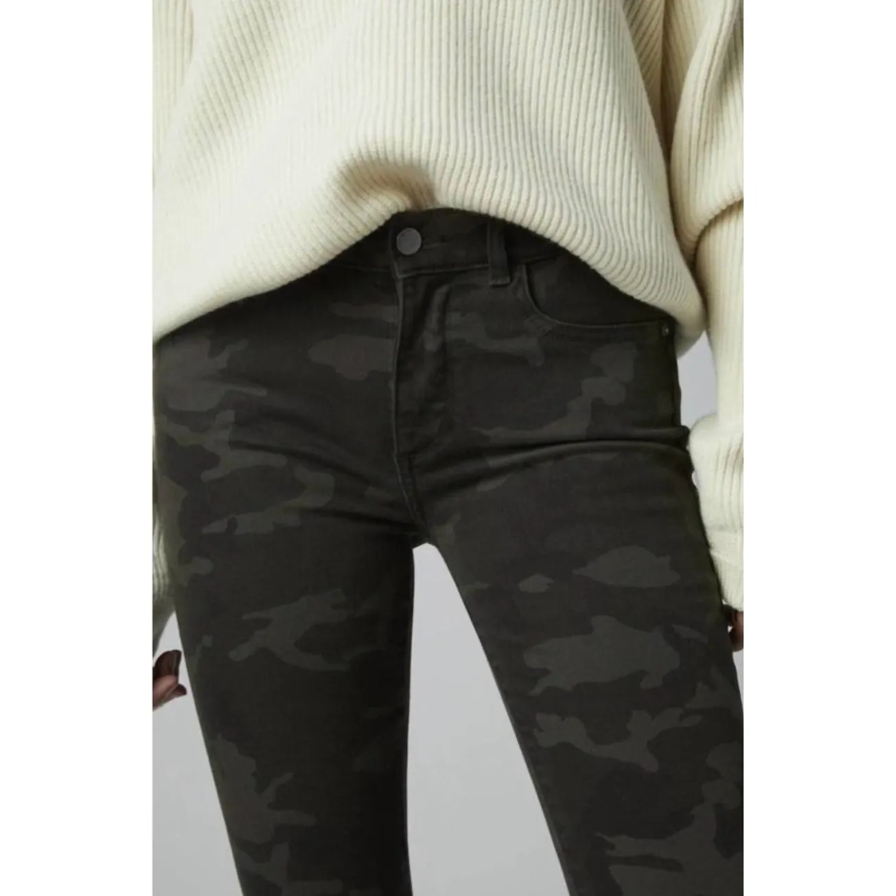 NWT DL1961 Florence‎ Skinny Mid Rise Instasculpt Crop Jeans Camo Print Size 25 - Image 4